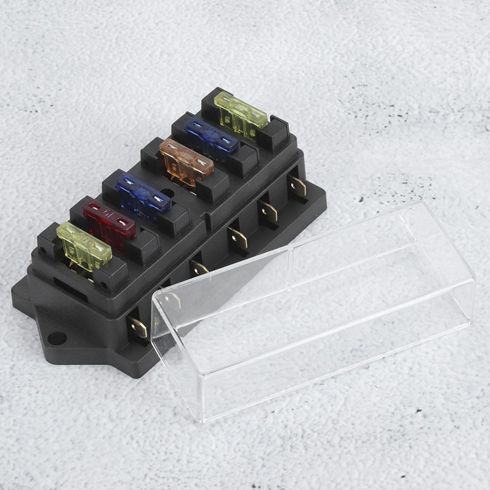 6 Way Blade Fuse Holder Box 12‑36V 6‑In‑6‑Out with 6pcs Fuse Universal Accessory for Car Truck