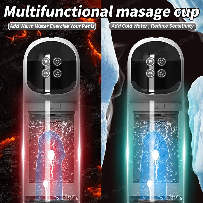 Neuer männlicher Masturbator mit automatischer Drehung und LCD-Anzeige, Saugen, Lecken, 6 Sekunden Vakuum-Penispumpe, Wasser-SPA, echte Taschenmuschi, Sexspielzeug für Männer ab 18 Jahren