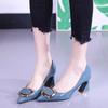 Zapatos de boda rojos franceses tacón medio punta punta escote bajo estilo pequeño fragante tacones altos zapatos de salón mujer 2025 nuevo sexy tacón de aguja zapato de mujer
