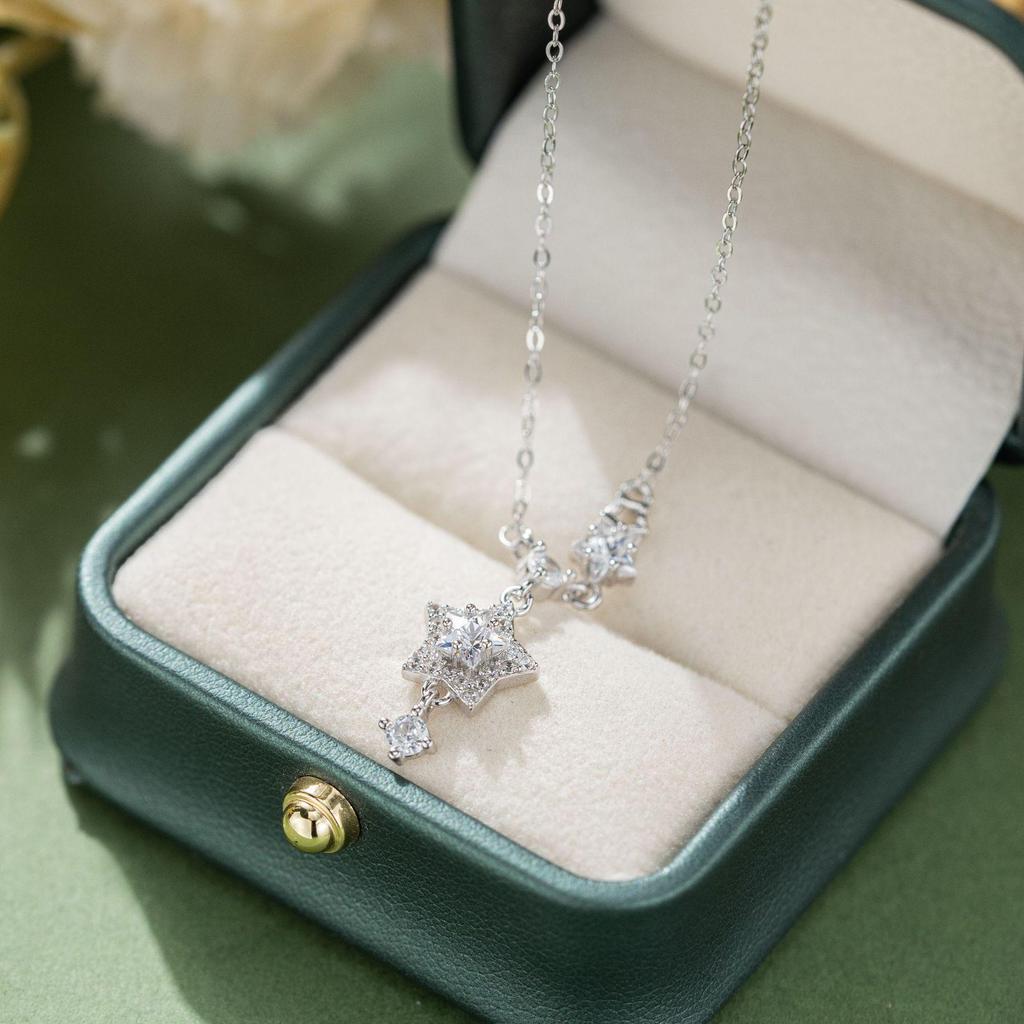Women's Sterling Silver Star Zircon Tassel Necklace - Luxury Fashion Clavicle Chain