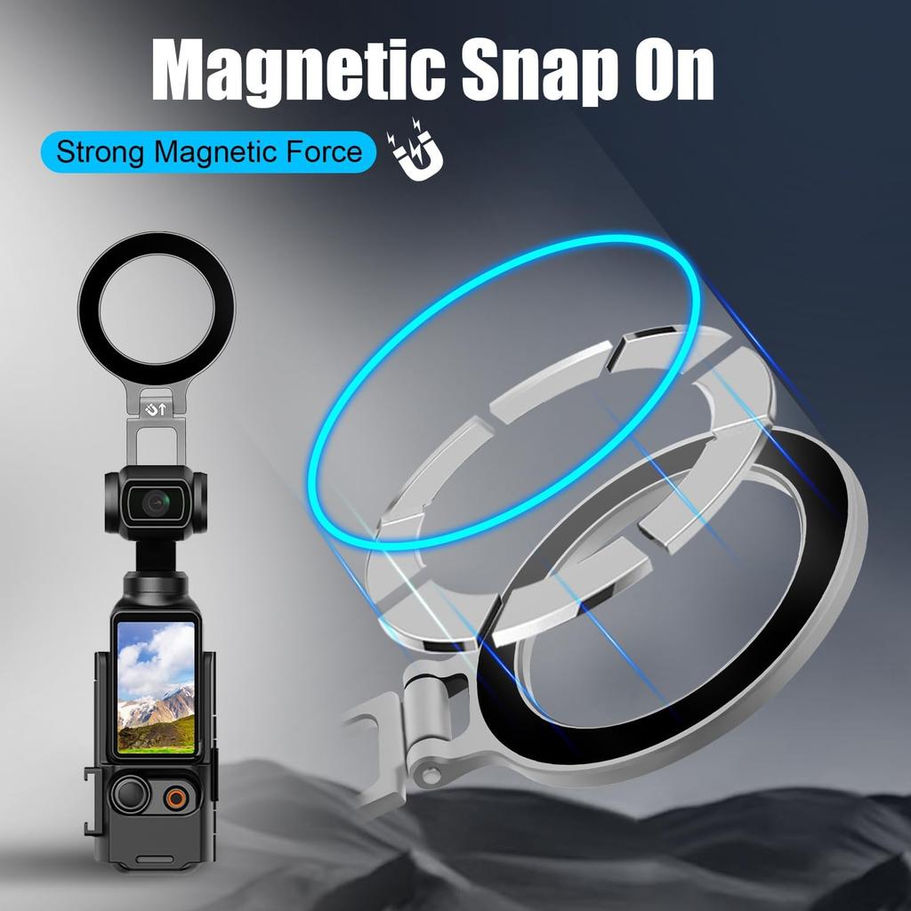 Osmo Pocket 3 Magnetic Phone Holder Compatible for iPhone, Magnetic Mount Expansion Adapter Frame with 360° Adjustable Light Holder Compatible for