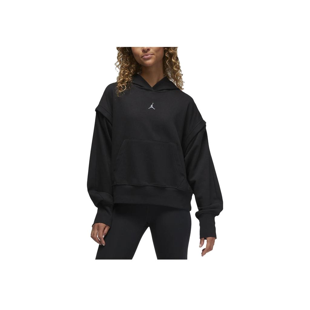 Jordan Solid Color Loose Hoodie Long Sleeve Women Tops Black FB4610-010