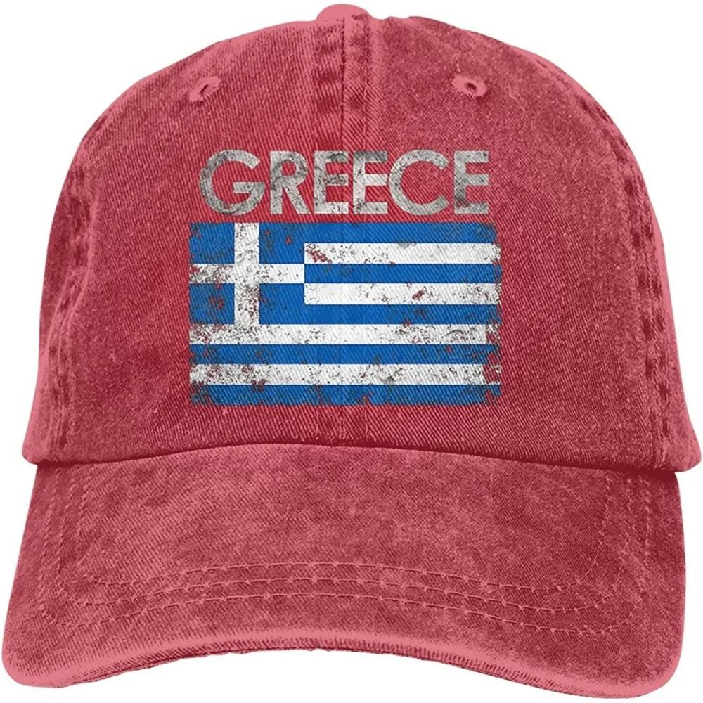 Griechische Flagge von Griechenland Denim Hüte für Herren Damen Baseballkappen Schirmmütze Schwarz Erwachsene Unisex Vier Jahreszeiten Lässig Polyester