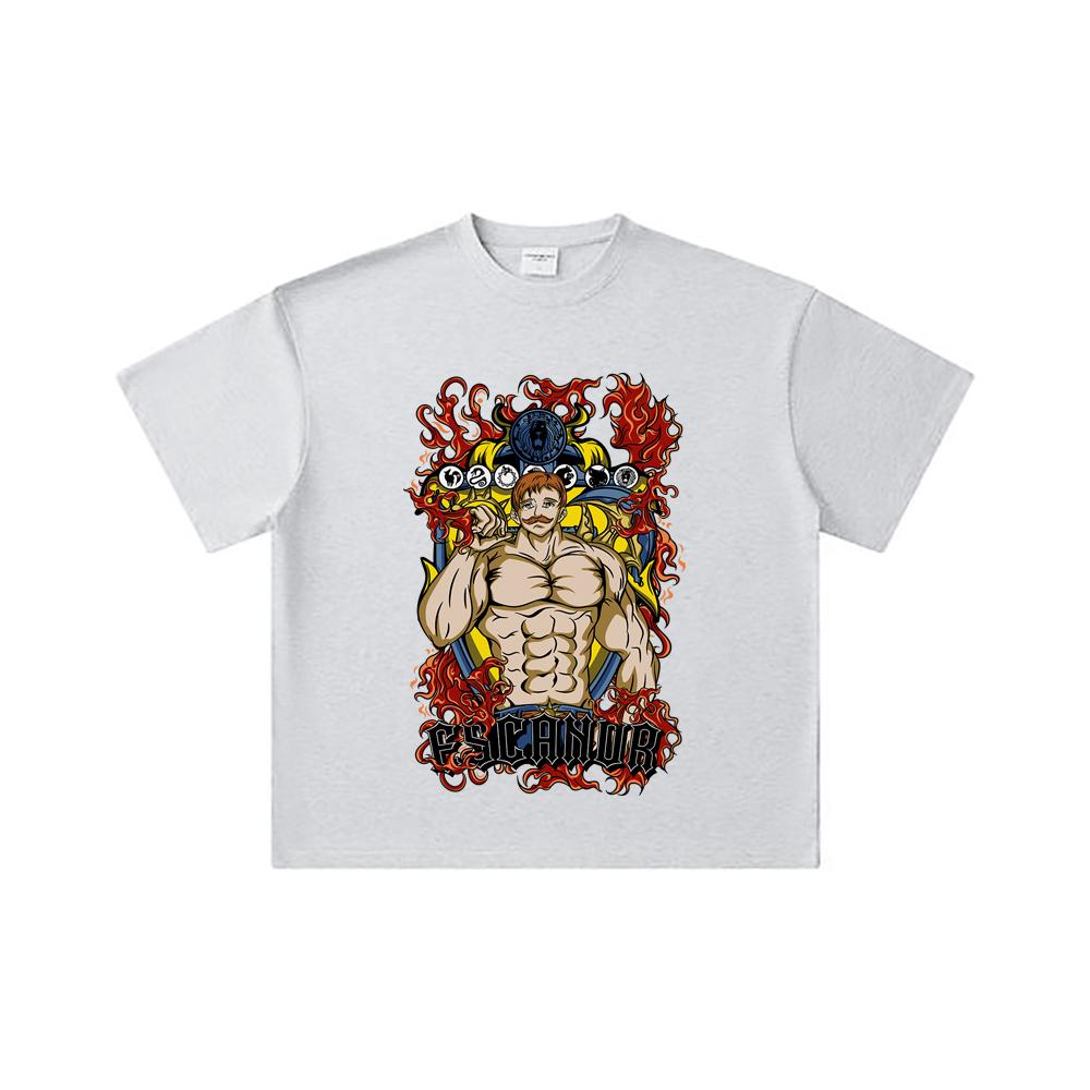 260 GSM Double Yarn 32 Count 100% Cotton Seven Deadly Sins V4 Escanor Print Unisex Heavy Cotton T Shirt