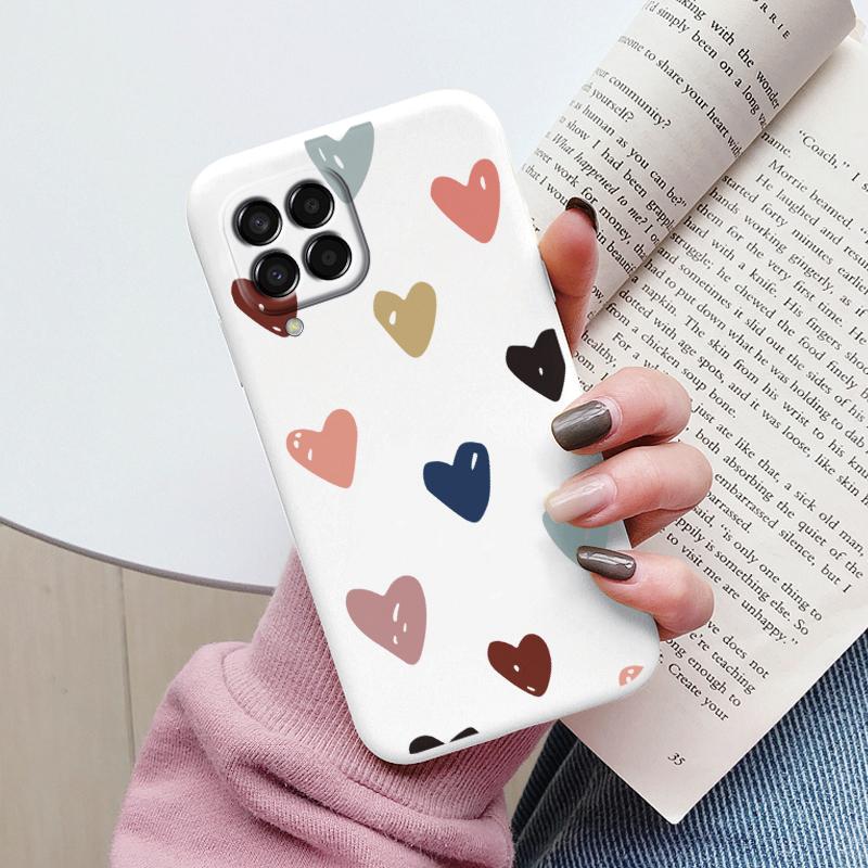 For Samsung Galaxy M33 M53 5G Case Cute Fashion Heart Flowers Soft Silicone Bumper Cover For Samsung M13 M15 M55 M35 Fundas TPU