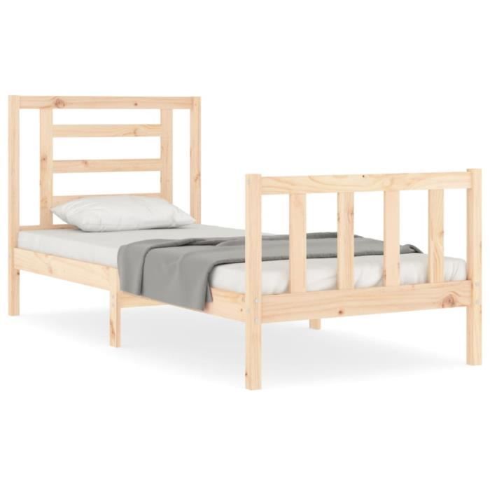 VidaXL Bed Frame with Headboard 90x200 Cm Solid Wood 3192866