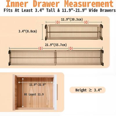 Adjustable Kitchen Drawer Dividers, Expandable Organizer for Dresser or Clothing Drawers, Deep Drawer Separators