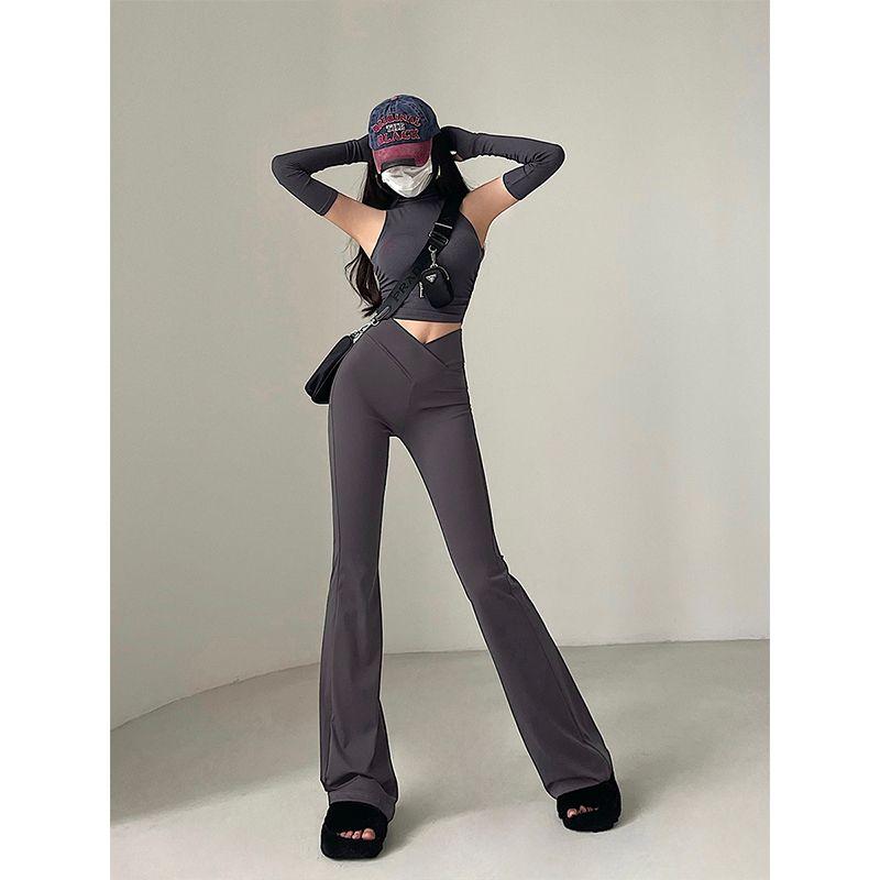 

Fashion High Waist Tight Skinny Slim Fit Casual Pants Charcoal Gray XS
