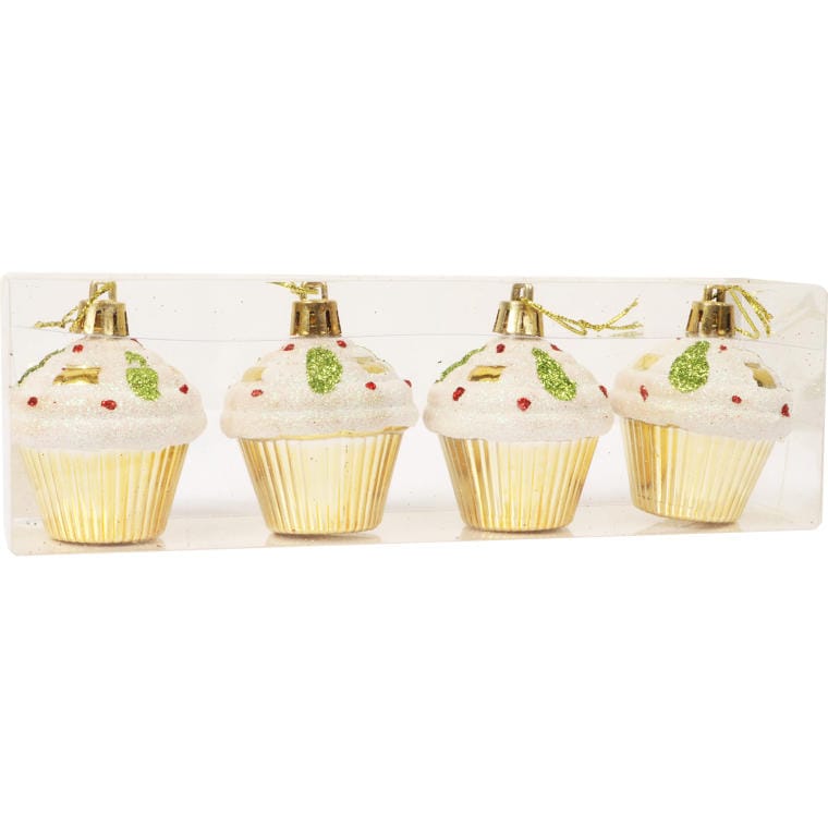 Set of 4 cupcake baubles