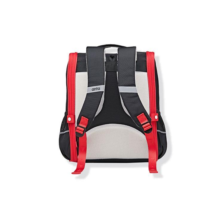 Anta Childrens Pressure-Relief Zipper Backpack Kids Backpack Black Red 392138166-1