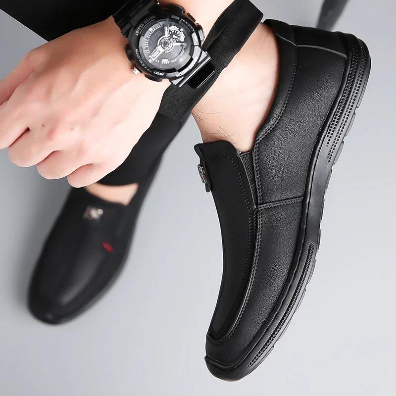 Fashion Mens Casual Leather Shoes Soft and Comfortable Quality Round Toe Slip-on  Business Party Social Shoe for Men Dress Shoe Fashion