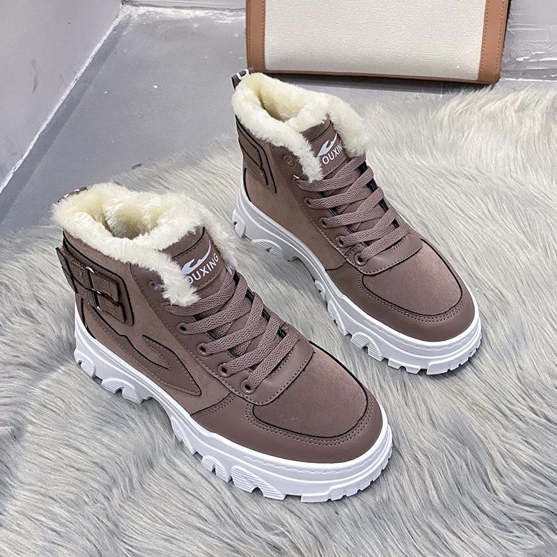 

2024 зимняя обувь женские зимние ботинки на танкетке на толстой подошве утолщенные плюшевые теплые женские туфли на платформе Zapatos De Mujer 35