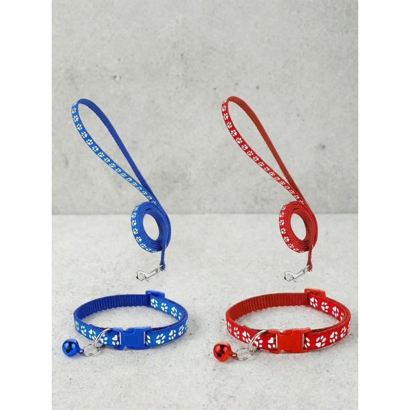 Set Guinzaglio e Collare per Gatti in 1 Pezzo con Ciondolo Zampa Carino - Collare Regolabile per Gattini Morbida Collana per Animali Domestici per Cani Piccoli Perfetto per Gattini Cuccioli