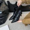 2024 Autumn/Winter Sexy Skinny Heel Ankle Boots for Women Elastic Skinny Pointy Boots for Women