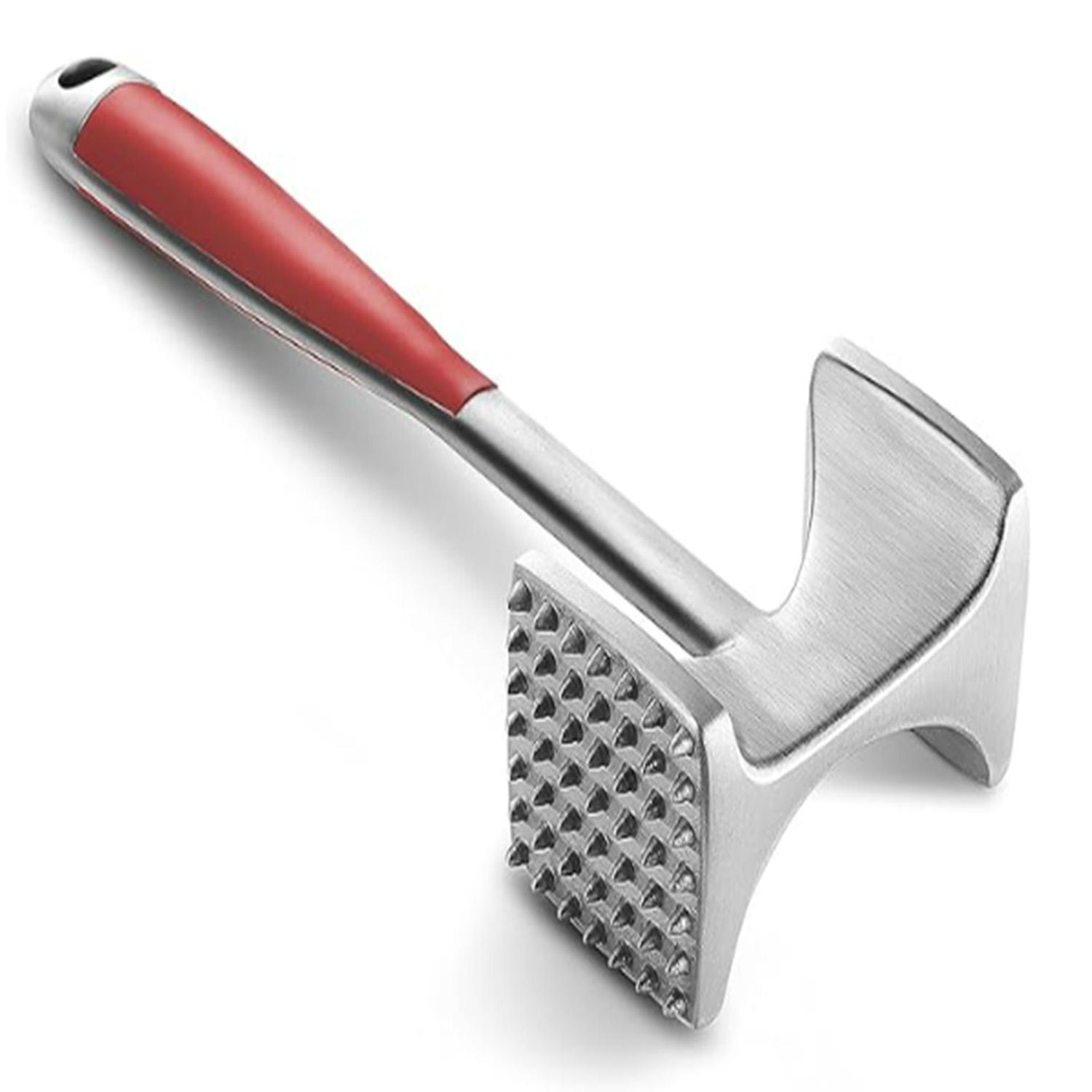 

Молоток для отбивания мяса с удобной ручкой, двухсторонний молоток для кухни, мощный отбивной молоток для отбивания стейков, говядины и рыбы красный