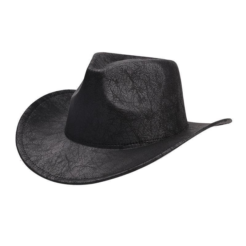 Chicken Skin Fleece Texture Cowboy Top Hat Men's and Women's Jazz Hat Felt Hat Western Cowboy Hat Trendy Brand