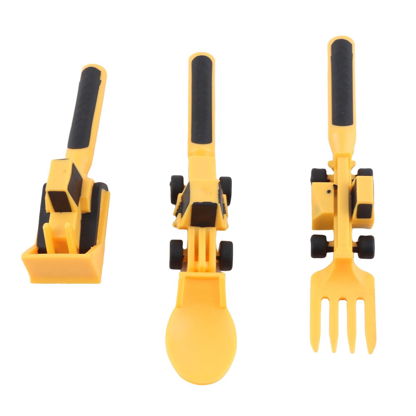 1PC Construction Themed Toddler Eating Set for Kids with Excavator Fork and Spoon Construction Utensils for Toddlers жёлтый
