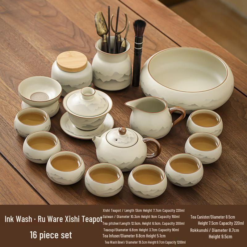 Ink Wash Ru Kiln Kung Fu Tea Set