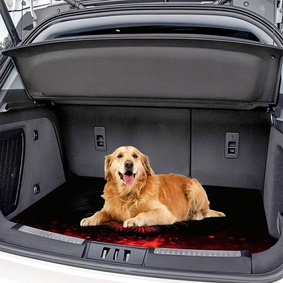 1pc Cool Black Panther Print Car Trunk Mat, Interior Protection Cargo Liner, Durable Polyester Floor Mat