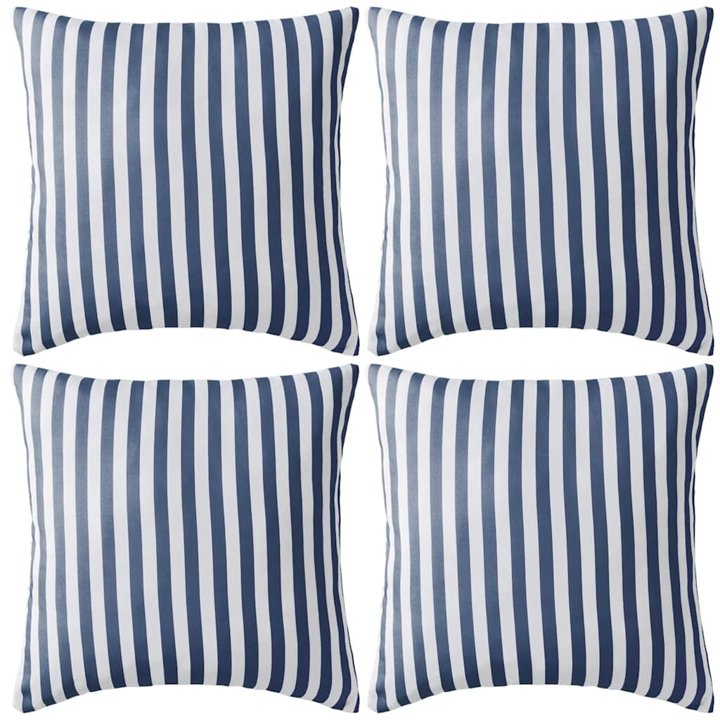 vidaXL Gartenkissen 4 Stk. Streifenmuster 45 x 45 cm Marineblau blau