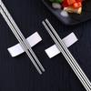 5 Pairs Metal Non-slip Design Stainless Steel Square Chopsticks Chinese Stylish Healthy Light Weight Chinese Chopsticks