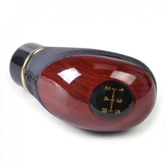 New Car Universal 5 Speed Gear Shift Knob Wood Color Grain Leather MT Gear Shift