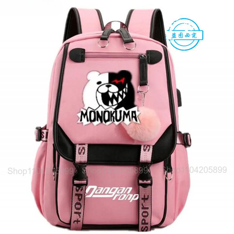 Zaino Danganronpa Anime Mochila Cartella Scolastica Studente Porta USB Borse da Viaggio Laptop Messenger Bag Grande Casual Regalo