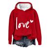 Women's Long Sleeved Shirt With Valentine's Day Print And Hooded Sweatshirt