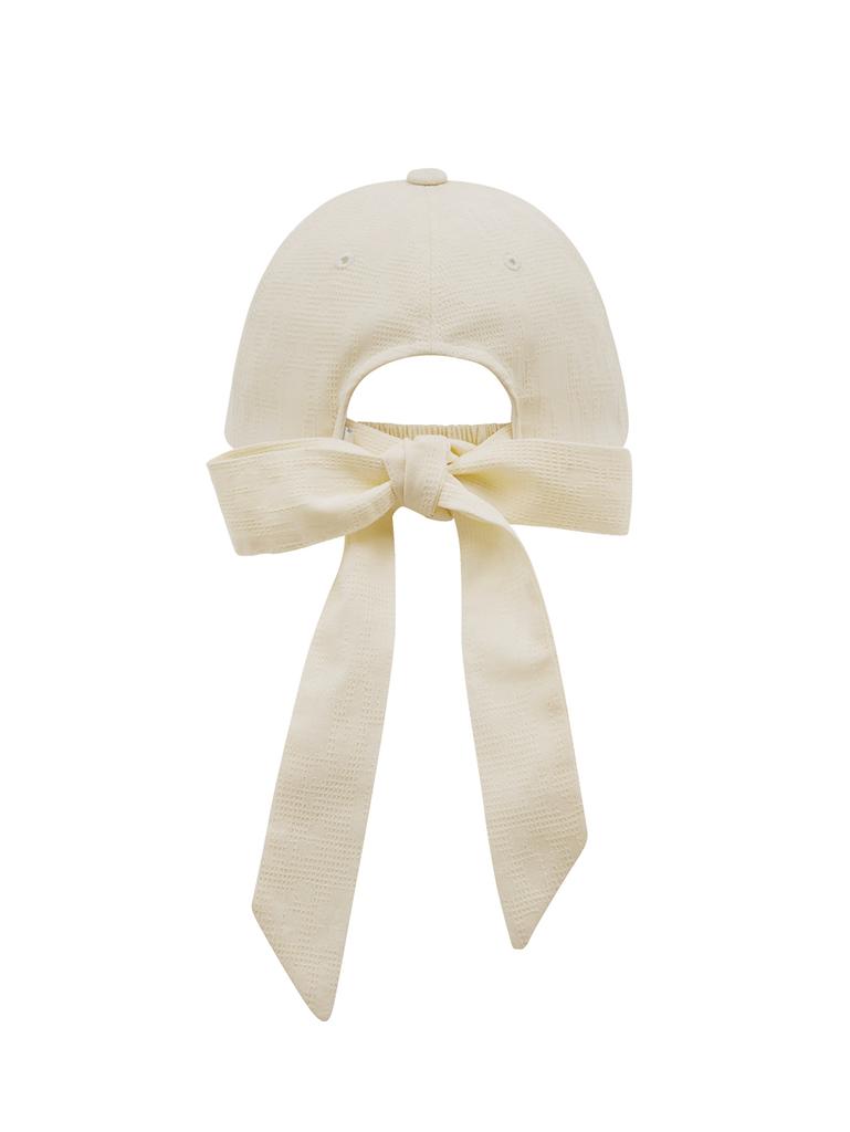 TUOMIO Button Ribbon Cap [Cream]