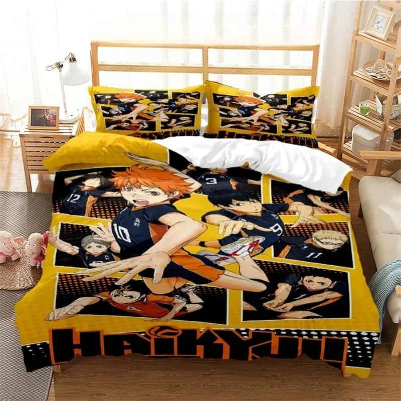 3D Pirnted Volleyball Haikyuu Duvet Cover Set Cartoon Kids Boys Bedding Set Bedclothes Girls Teens Quilt Cover Bed Linen Set