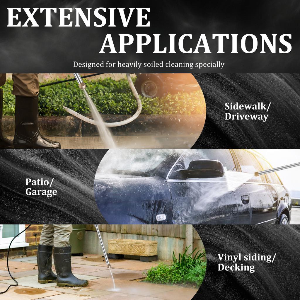 Jet Nozzle Power Washer for Garden Hose Versatile High Pressure Power Wash Gun Washer Wand for Car Washing Garden Cleaning Patio