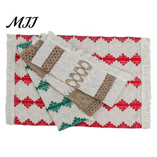 Holiday Table Decorations for Christmas Boho Runner with Tassels, Cotton Linen Rustic Runner, Striped Linens Tassels Farmhouse Home Party Bridal