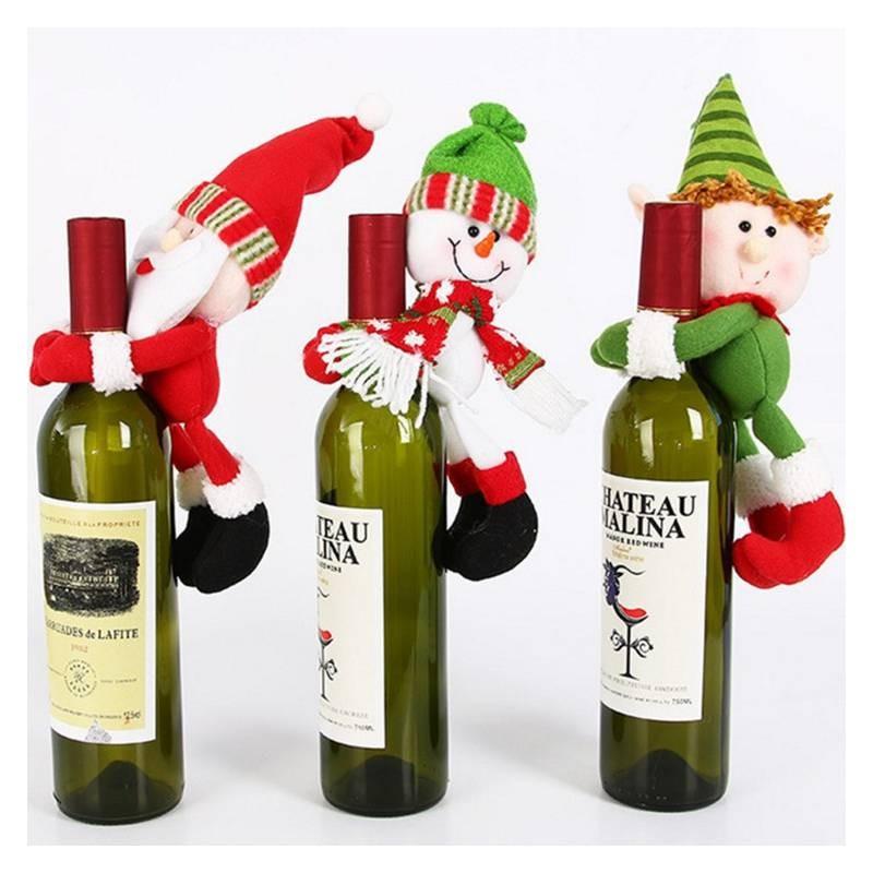 Charmante Weihnachts-Heimdekoration Weihnachtsmann Schneemann Weinflaschenbezug Set für festliche Feiern