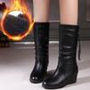 Dames Minimalistische Zwarte Halflange Laarzen Casual Sleehak Antislip Schoenen