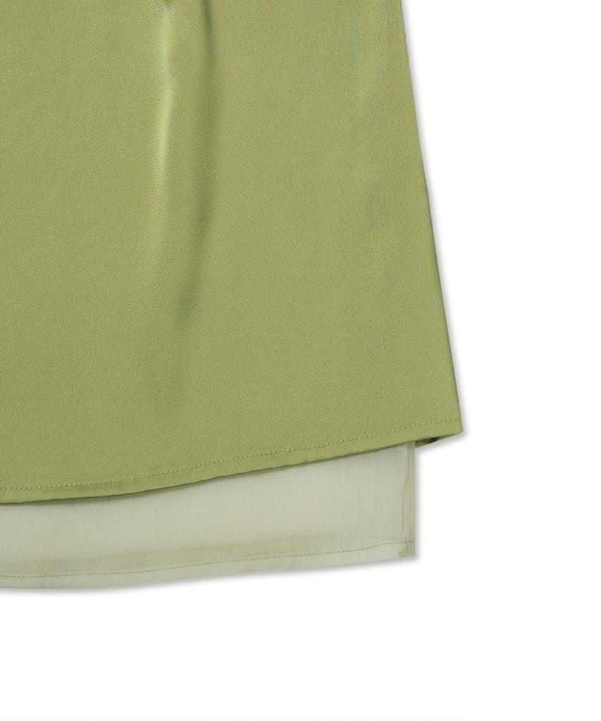 Michikoleondeonkosino Layered Satin Mini Skirt Olive Green