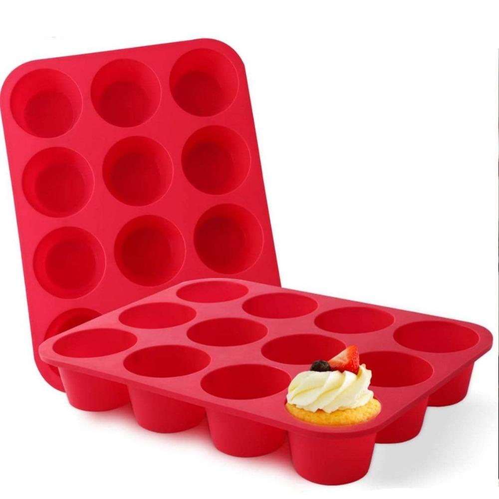 Non Stick Baking Mold 12 Holes Baking Tools Round Cupcakes Mold  Kitchen Tools