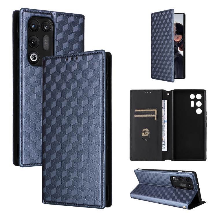 Cubic Grid Texture Flip Leather Phone Case