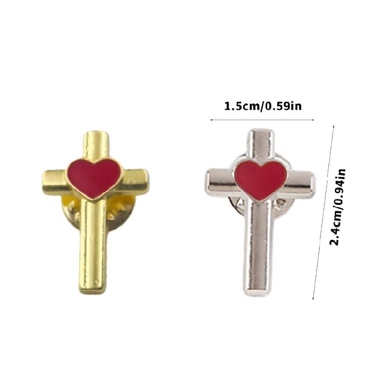 Pack of 10 Enamel Crosses Heart Pin Brooch Unisex Lapel Accessory Clothing Accessories for Celebration Event