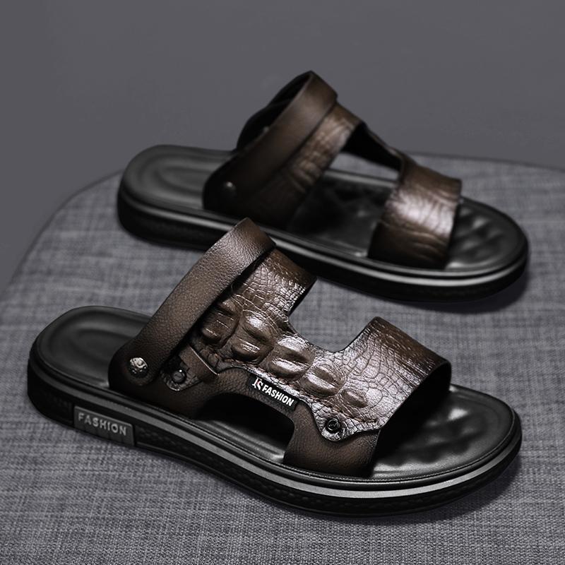 

Кожаные сандалии мужские летние сандалии для вождения сандалии двойного назначения для активного отдыха папы спортивные нескользящие пляжные тапочки с мягкой подошвой 39 коричневый