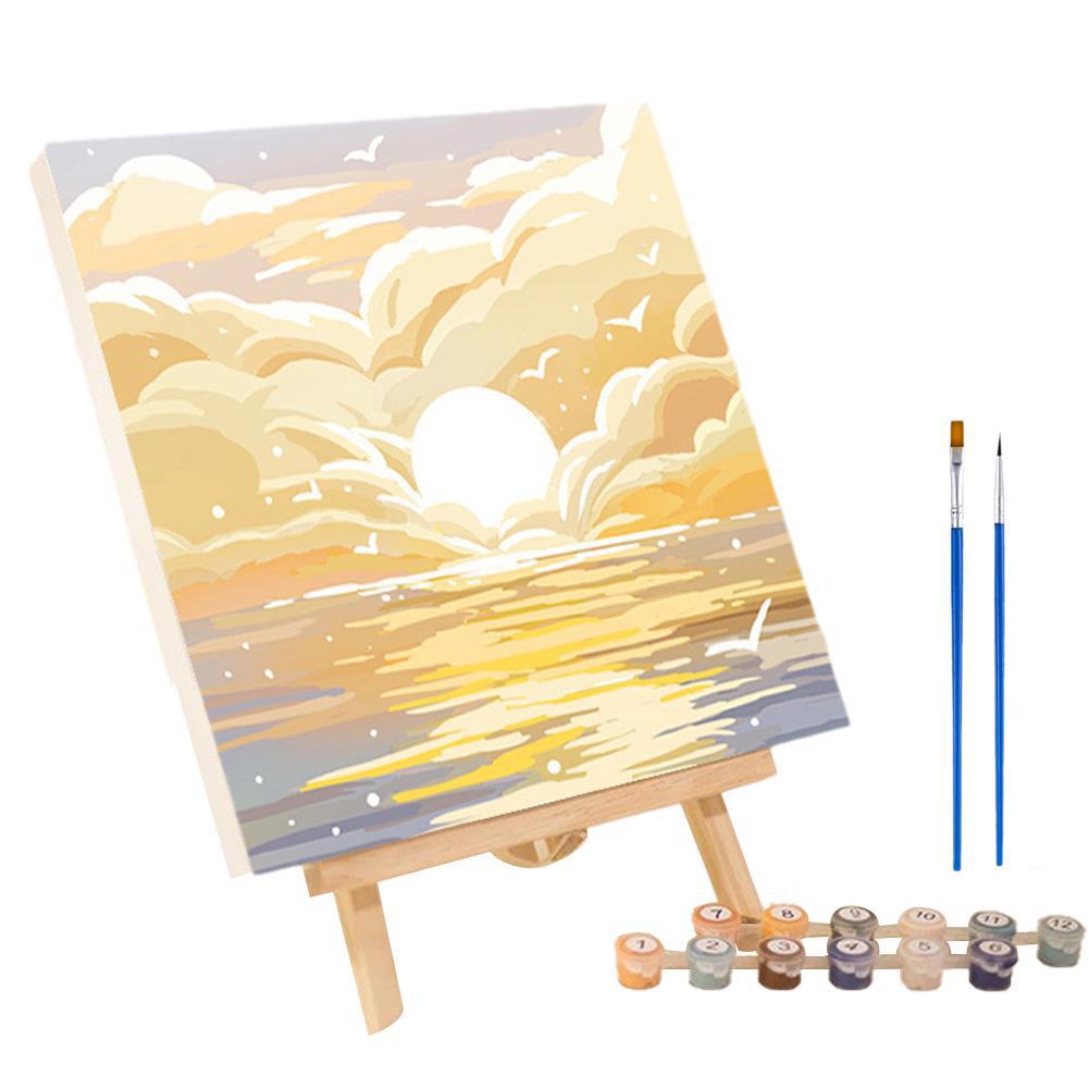 Frame Painting By Numbers Kits Abstract Sunset Landscape Modern Drawing Coloring By Numbers Acrylic Paint Drawing On Canvas