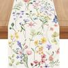 Spring Watercolor Flower Linen Table Runner Holiday Wedding Party Decor Farmhouse Summer Floral Table Runners Dining Table Decor