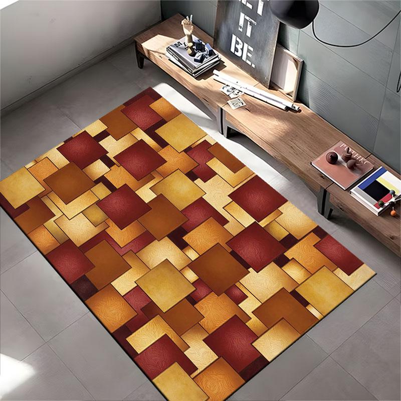 Geometric Squares Pattern Carpet suitable as a non-slip mat for the living room or bedroom sofa