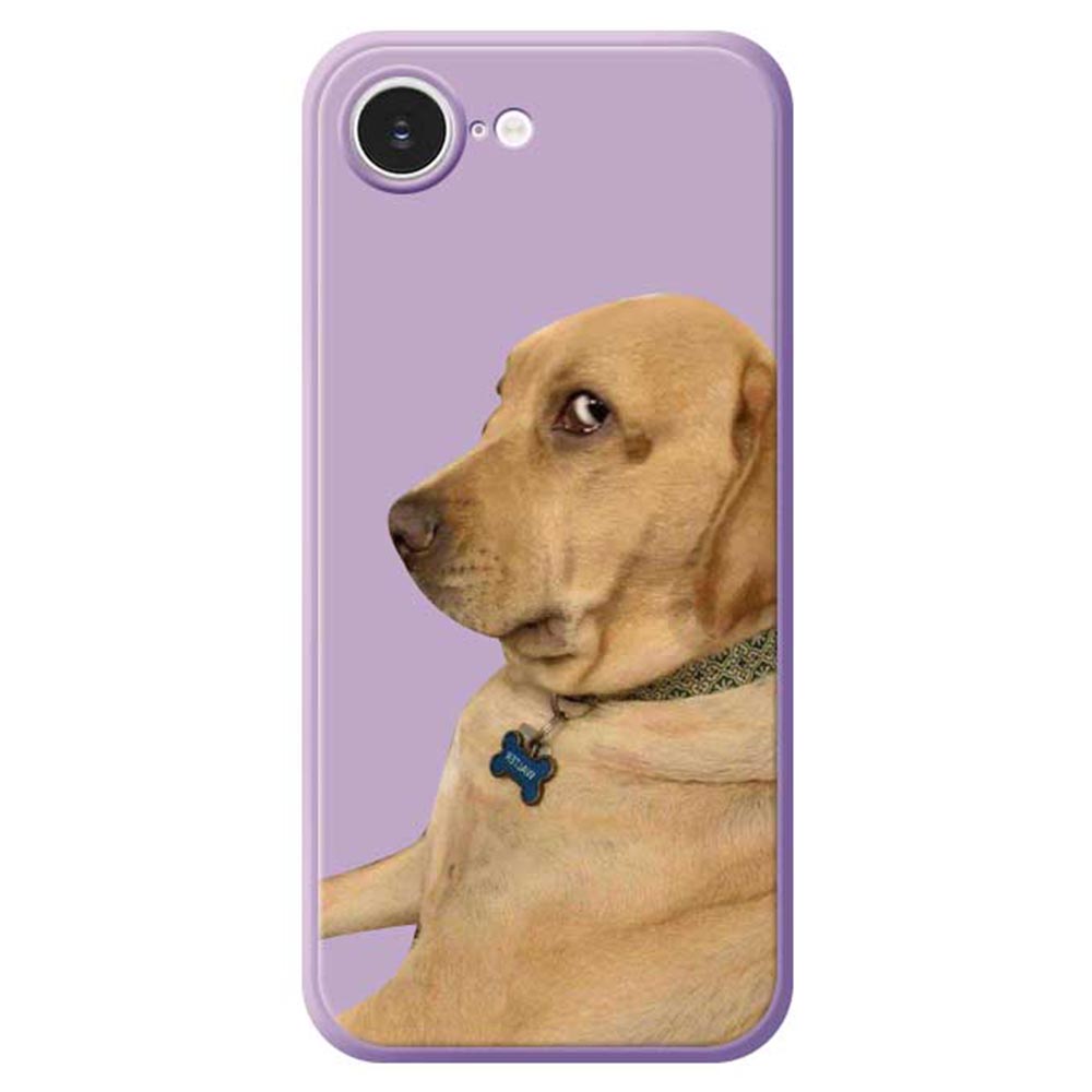 For iPhone 16e Case Yellow Dog Pattern Printing Straight Edge TPU Phone Back Cover