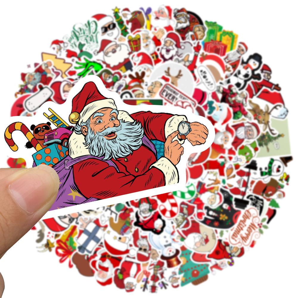 10 30 50 100PCS Cartoon Cute Santa Claus Christmas Graffiti Stickers Scooter Laptop Guitar New Year Decoration Decals Sticker F5