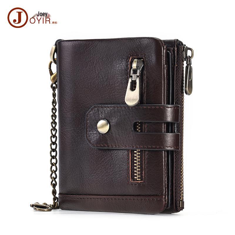 Men's Genuine Leather RFID Anti-theft Wallet with Money Clip and Multi-card Slots