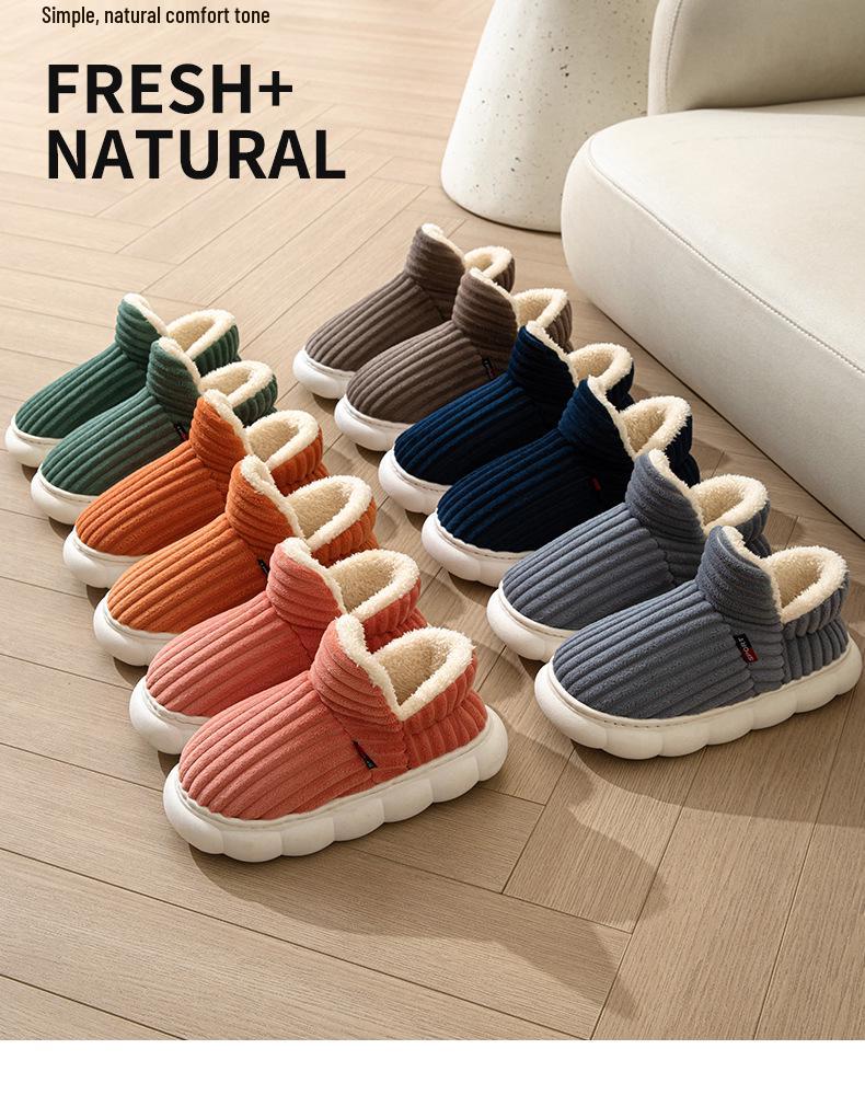 Men's and Women's Velvet-Lined Non-Slip Cotton Slippers for Indoor/Outdoor Use