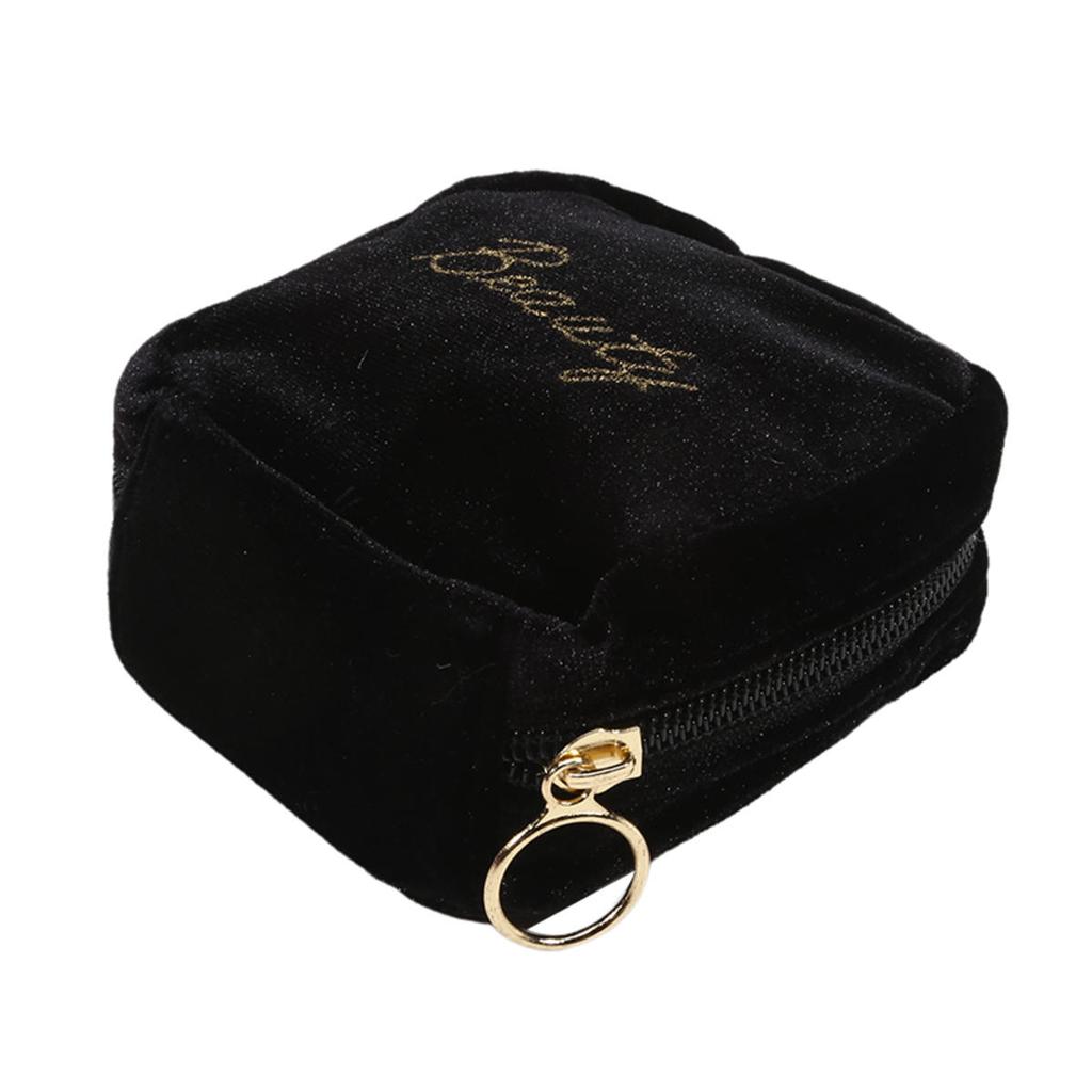 Embroidered Letter Cosmetic Bag Women Small Lipstick Earphone Sanitary Napkin Storage Organizer Case Toiletry Makeup Bags