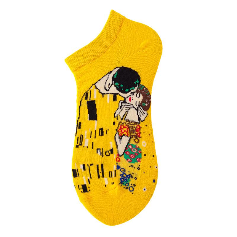 40 Style Fashion Colorful Short Socks Men Cotton Novelty Oil Painting Animals Food Avocado Casual Funny Ankle Sox