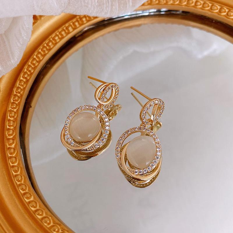 Geometric  Opal  Stud Earrings For Woman Jewelry Party Accessories
