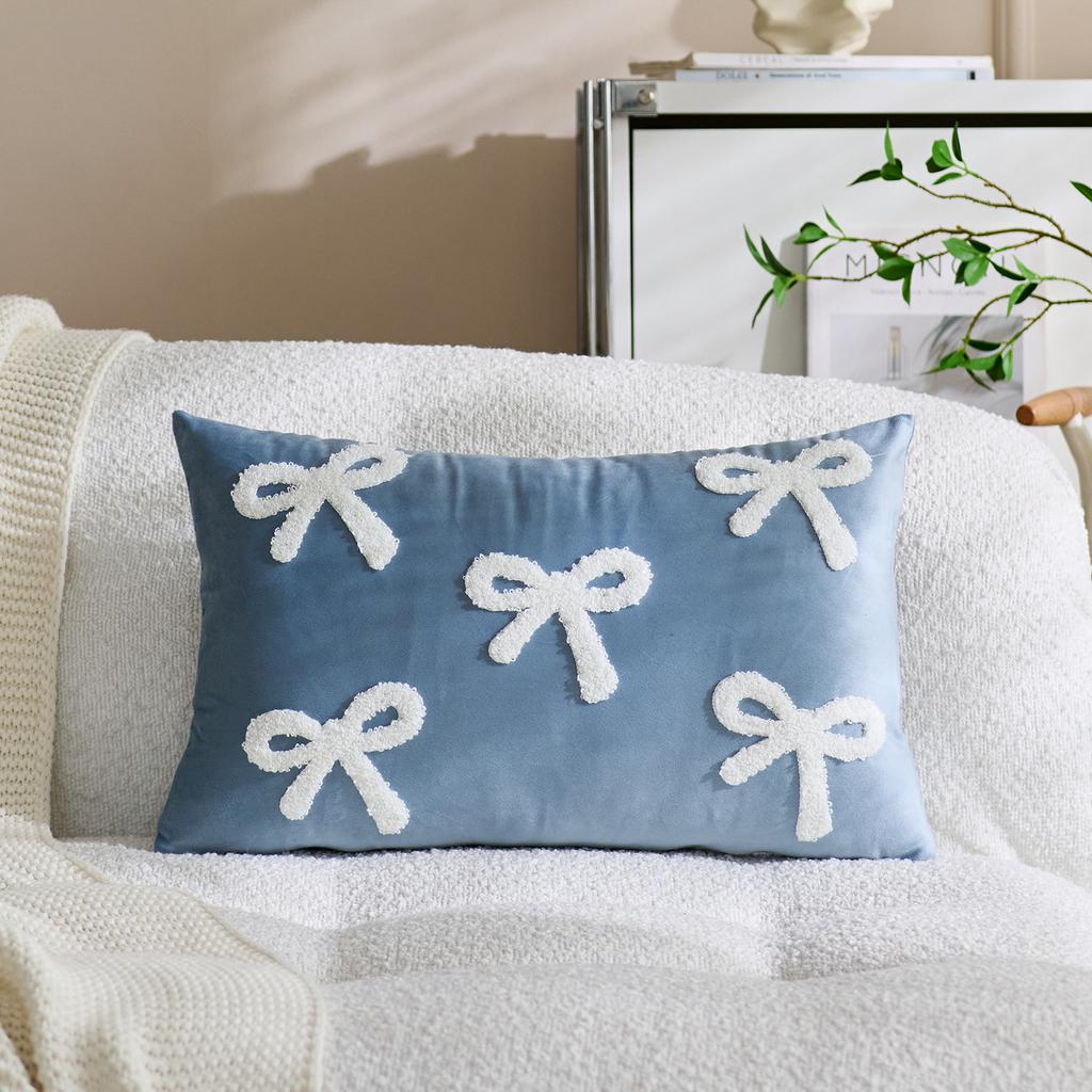 30x50/45x45cm Velvet Sofa Pillowcase Cojines Bowknot Cute Solid Color Pillow Cover Headboard Cushion Covers Decoration Home